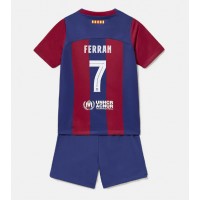 Barcelona Ferran Torres #7 Hemmadräkt Barn 2023-24 Kortärmad (+ Korta byxor)